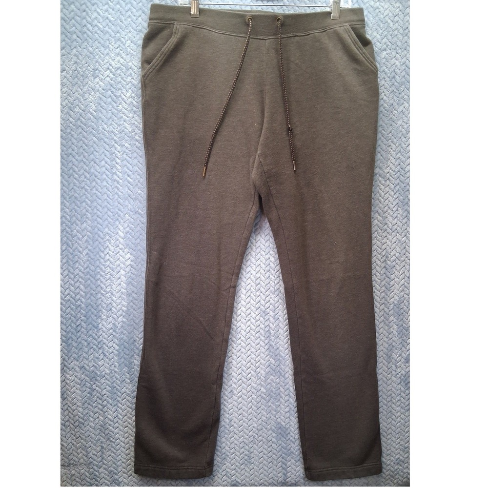 Eddie Bauer Mens Fleece Lined Sweatpants Gray Drawstring Joggers Tall Medium